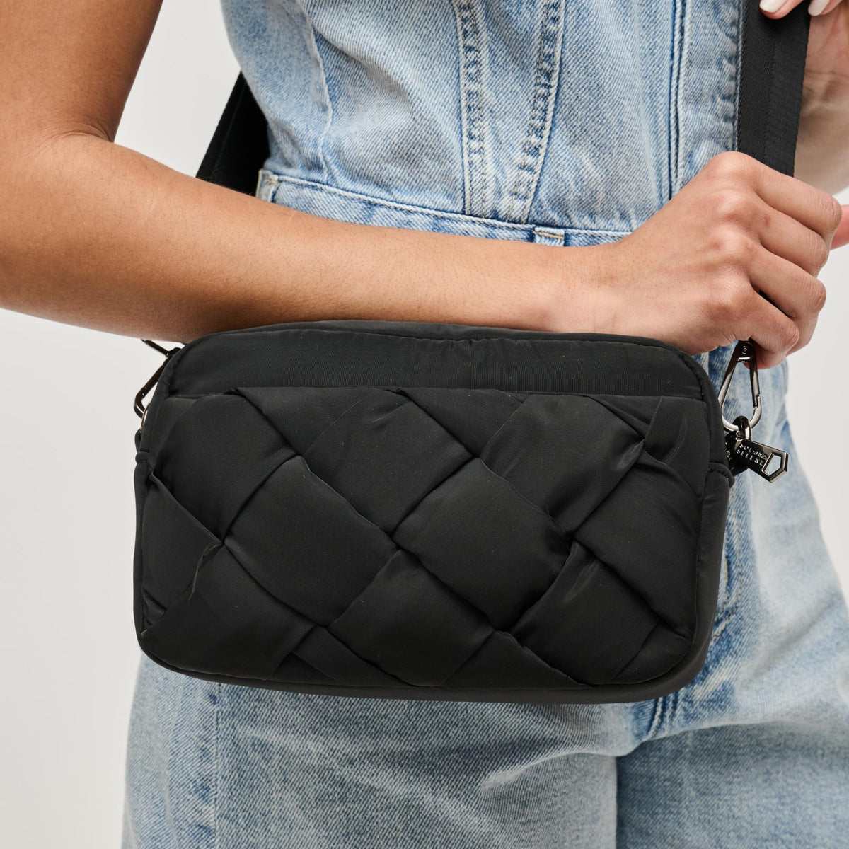 Woman wearing Black Sol and Selene Inspiration - Braided Woven Nylon Crossbody 841764111775 View 4 | Black