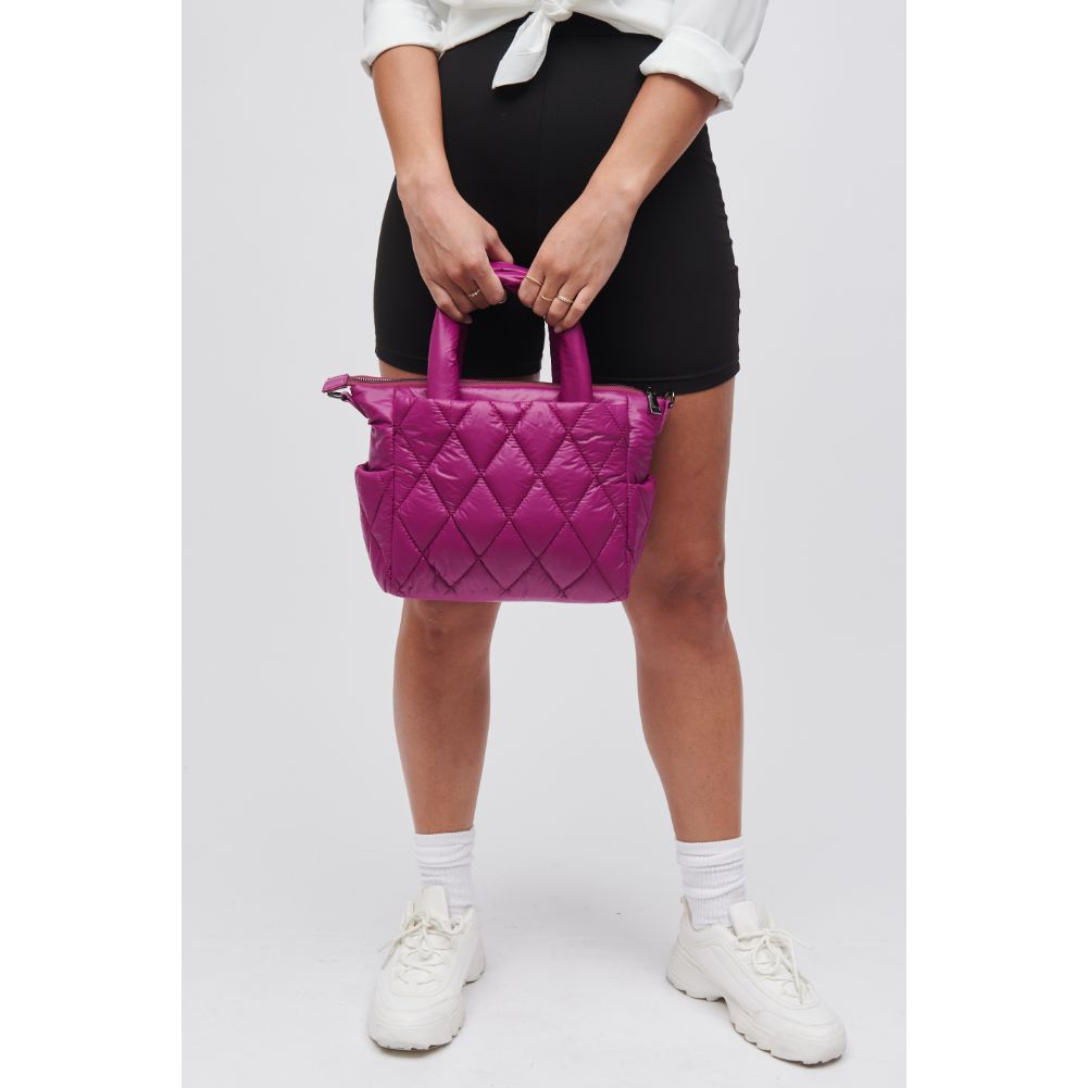 Woman wearing Purple Sol and Selene Aspire - Small Mini Tote 841764107419 View 3 | Purple