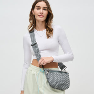 Woman wearing Grey Sol and Selene Ethereal - Woven Neoprene Crossbody 841764110877 View 3 | Grey