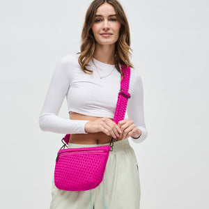 Woman wearing Fuchsia Sol and Selene Ethereal - Woven Neoprene Crossbody 841764110860 View 1 | Fuchsia