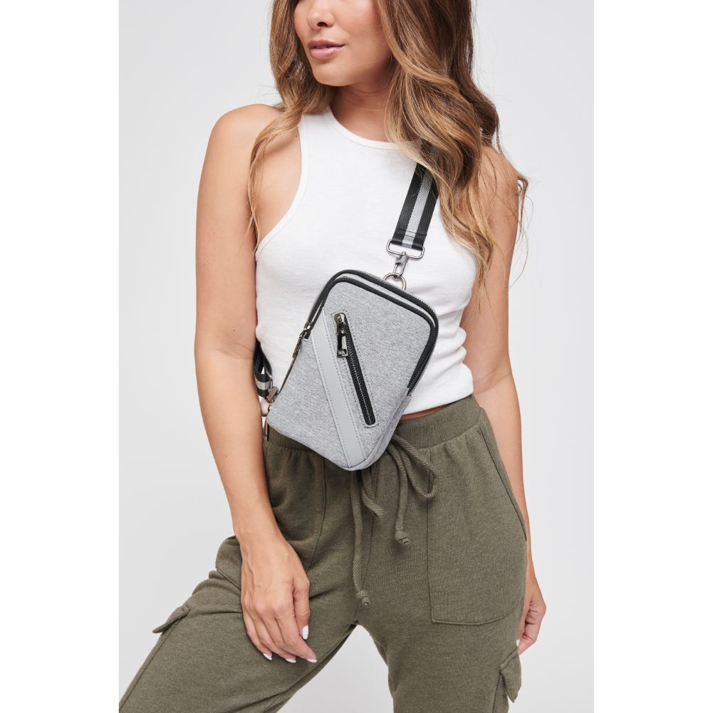 Woman wearing Heather Grey Sol and Selene Accolade Sling Backpack 841764106436 View 1 | Heather Grey