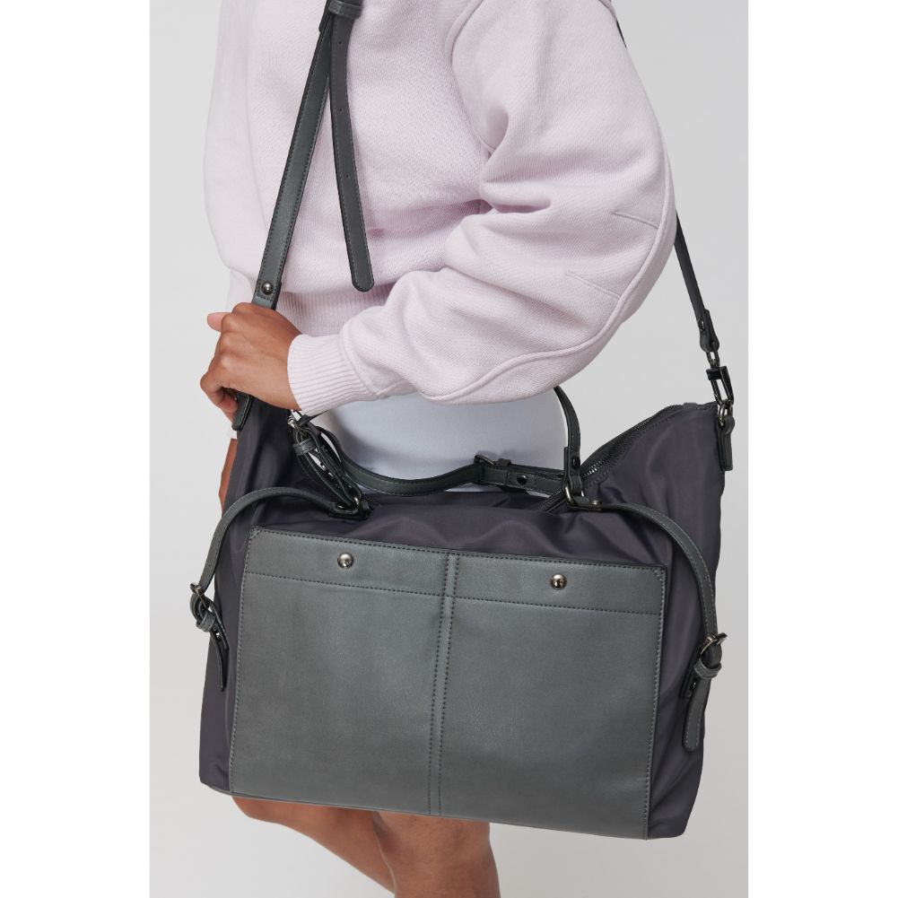 Woman wearing Charcoal Sol and Selene Trendsetter Tote 841764100151 View 2 | Charcoal