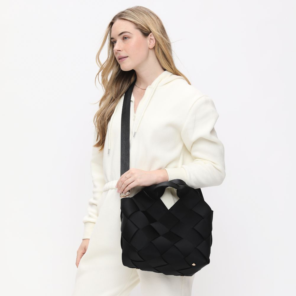 Woman wearing Black Sol and Selene Resilience - Woven Neoprene Tote 841764108560 View 1 | Black