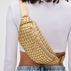 Woman wearing Gold Sol and Selene Aim High Belt Bag 841764109178 View 2 | Gold