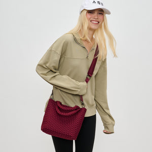 Woman wearing Wine Sol and Selene Sky's The Limit - Small Crossbody 841764110310 View 1 | Wine