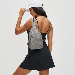 Woman wearing Carbon Sol and Selene Motivator Sling Backpack 841764107914 View 1 | Carbon
