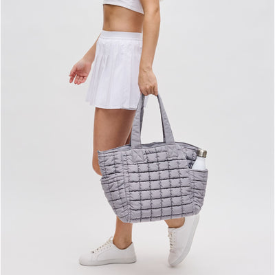 Woman wearing Grey Sol and Selene Dreamer Tote 841764109475 View 1 | Grey