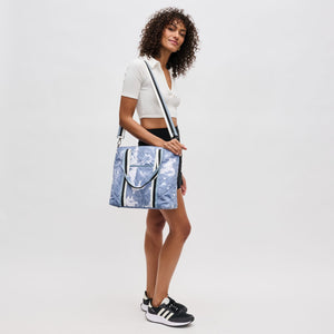 Woman wearing Slate Cloud Sol and Selene Motivator Carryall Tote 841764106948 View 4 | Slate Cloud