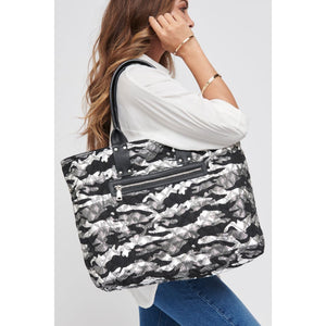 Woman wearing Silver Metallic Sol and Selene It Girl Tote 841764105095 View 2 | Silver Metallic