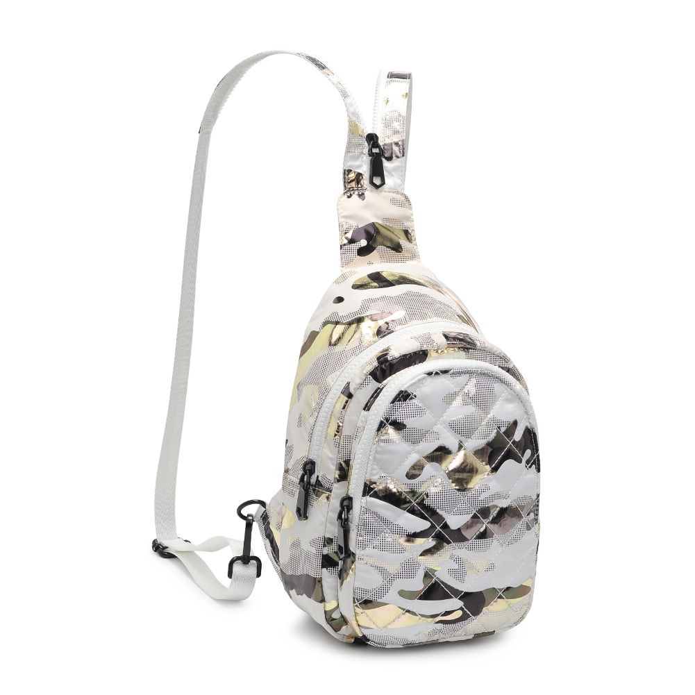 Product Image of Sol and Selene On The Run Sling Backpack 841764106290 View 6 | White Metallic Camo