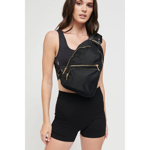 Woman wearing Black Sol and Selene On The Go - Nylon Sling Backpack 841764104524 View 2 | Black