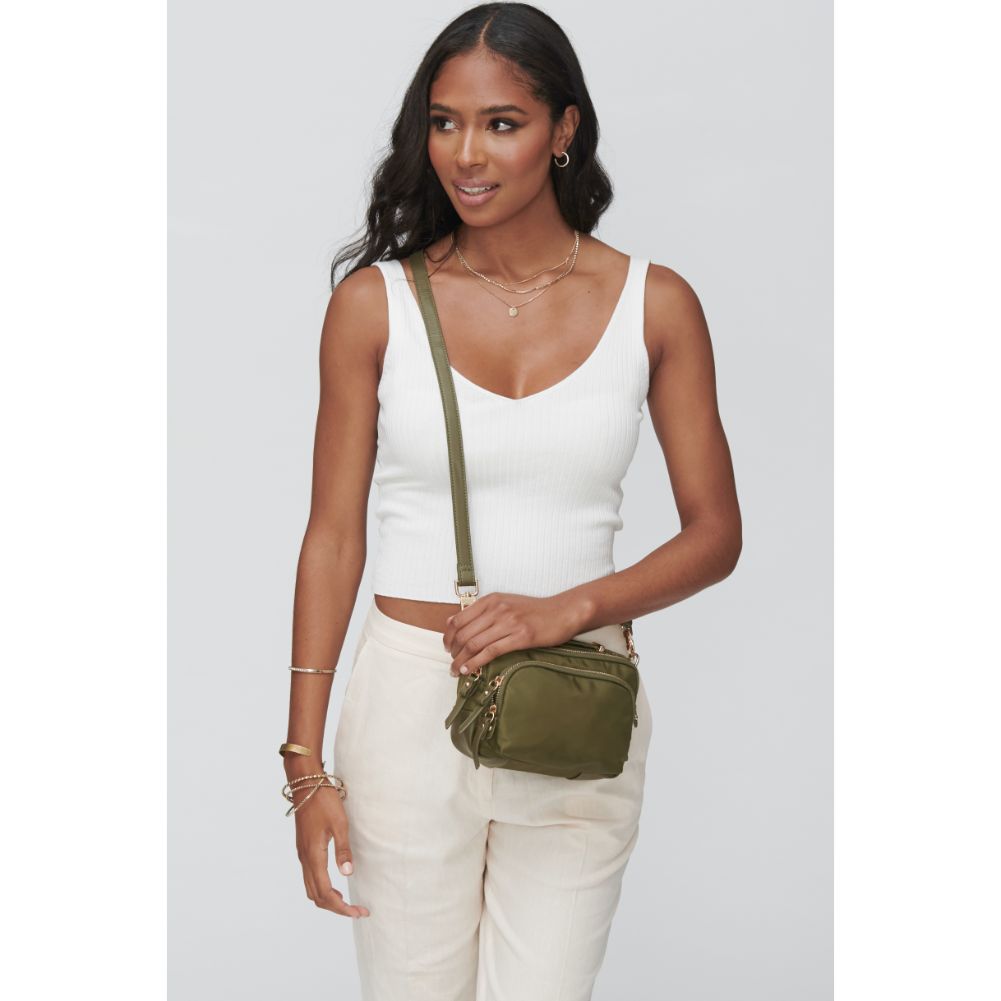 Woman wearing Olive Sol and Selene Pristine - Small Crossbody 841764103671 View 2 | Olive