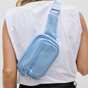 Woman wearing Sky Blue Sol and Selene Hip Hugger - Neoprene Mesh Belt Bag 841764109857 View 1 | Sky Blue