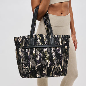 Woman wearing Green Metallic Camo Sol and Selene No Filter Tote 841764105125 View 4 | Green Metallic Camo