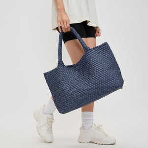 Woman wearing Dark Denim Sol and Selene Sky's The Limit - Large Tote 841764110266 View 3 | Dark Denim