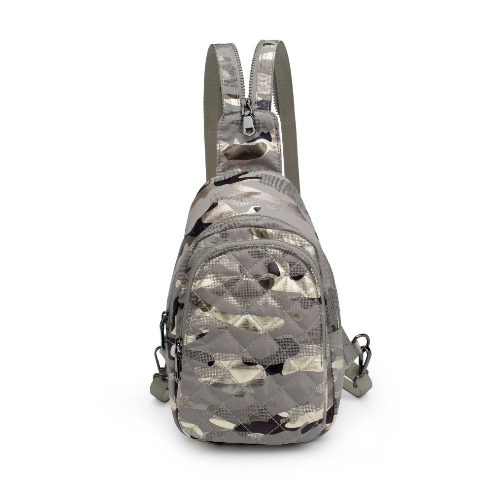 Product Image of Sol and Selene On The Run Sling Backpack 841764105453 View 5 | Seafoam Metallic Camo