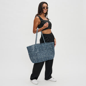 Woman wearing Denim Sol and Selene Reflection Tote 841764110099 View 3 | Denim