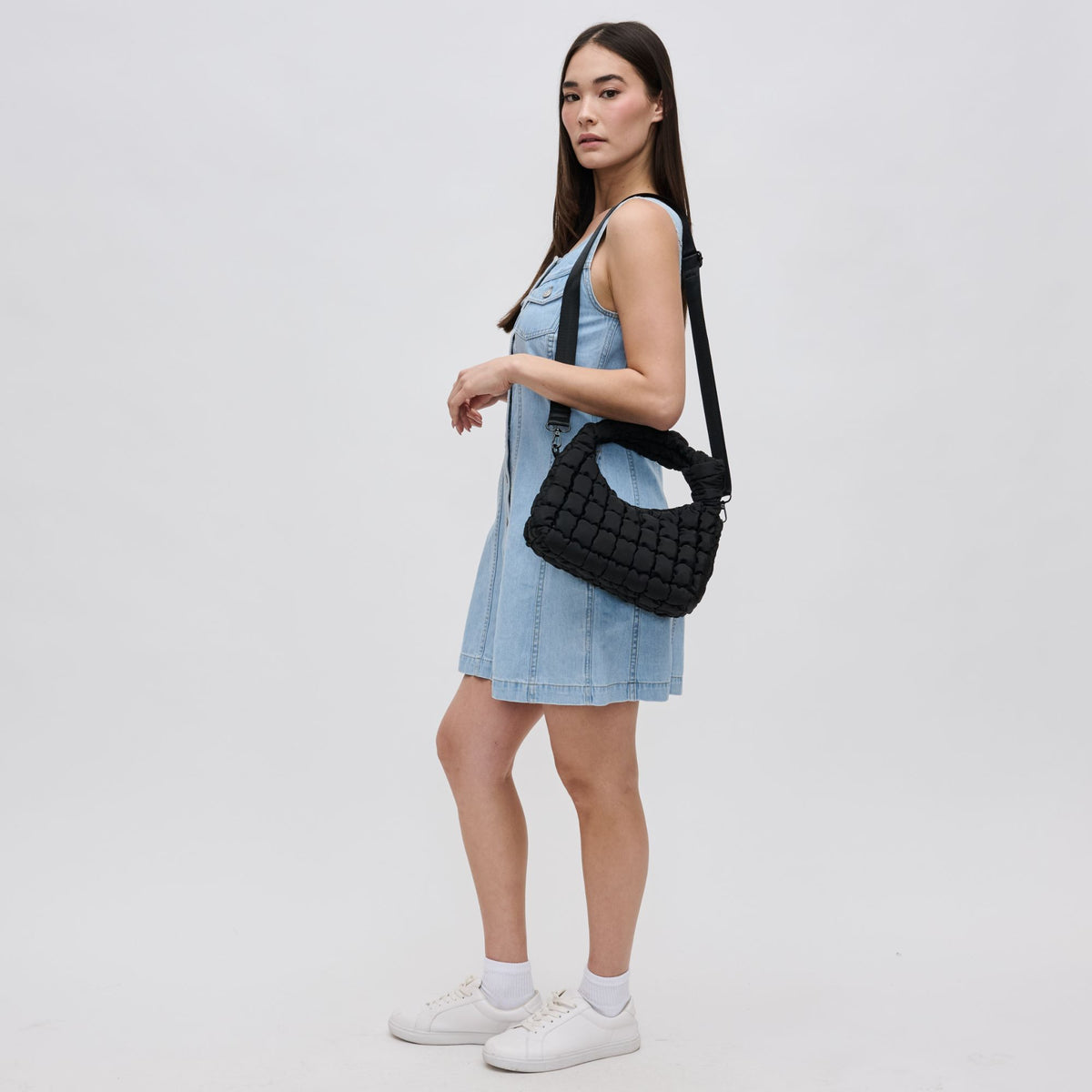 Woman wearing Black Sol and Selene Radiance Crossbody 841764109765 View 3 | Black