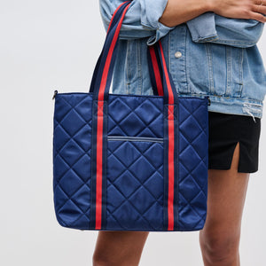 Woman wearing Navy Sol and Selene Motivator Carryall Tote 841764106924 View 4 | Navy