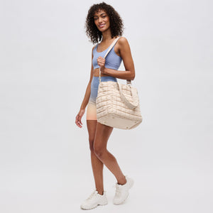 Woman wearing Cream Sol and Selene Dreamer Tote 841764109451 View 4 | Cream