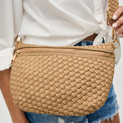 Woman wearing Nude Sol and Selene Ethereal - Woven Sustainable Crossbody 841764111546 View 1 | Nude